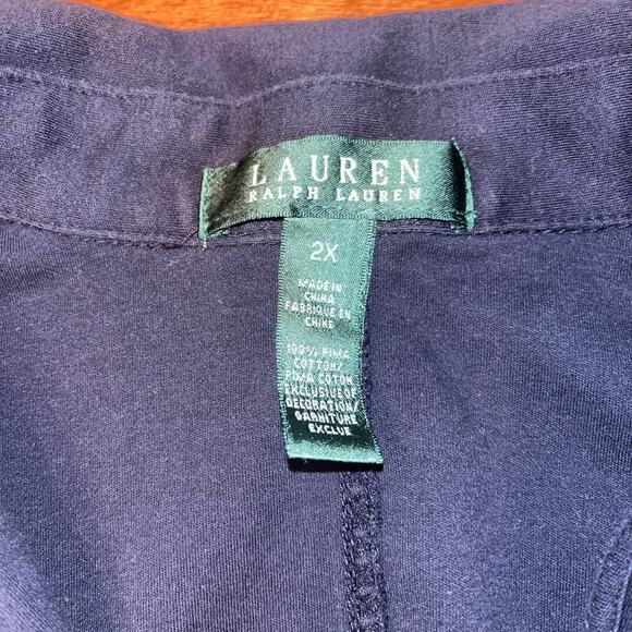 Lauren Ralph Lauren Cotton Knit Blazer Navy Silver Embroidered Crest 2X - Picture 4 of 6